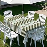 Odot Regenschirm Tischdecke Outdoor, Außenbereich Wasserdicht Rechteckige Tischtuch mit Sonnenschirm Loch und Reißverschluss für Terrasse, Garten, Party,3D-Kunststil (Blumen 3,259x152cm)
