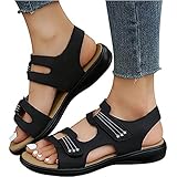 FufIZU Orthopädische Sandalen Für Damen Sommer Atmungsaktiv Offener Zeh Retro Sandaletten Komfort Walking Pantoffeln with Arch Support PU-Leder Plateau Sandals Freizeit Strandschuhe,002,39EU