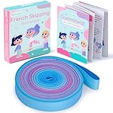 Yeavinfser Gummitwist für Kinder – 4m langes Hüpfgummi (1,5cm breit) mit Anleitung | Regenbogenfarbenes Polyester-Latex-Band für Indoor- & Outdoor-Hüpfspiele Mädchen & Jungs