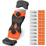 Ainiv Schaber Set, Stabiler Kochfeldschaber mit 20 Ersatz-Klingen, Schaber Küchenschaber, Kochfeldschaber, Reinigungsschaber, Herd Glasschaber, Herdschaber für Backofen, Glaskeramik-Orange
