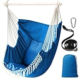 Chihee Hängesessel Hängeschaukel Maximal 500 Pfund Inklusive 2 Kissen Stahl Spreizstange mit Metall Tragbarer Hängesessel Seitentasche Großer Macrame Bohemian Stuhl Innen Außen