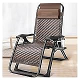 Gepolsterter, klappbarer Lounge-Rattansessel mit Verstellbarer Kopfstütze und Getränkehalter – ideal für Strand, Camping, Terrasse, Rasen und Deck