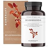 Kurkraft® Original Bio Ashwagandha (240 Kapseln mit je 660mg) - hochdosiert mit 1980mg je Tagesdosis - Echte indische Schlafbeere - vegan, laborgeprüft, deutsche Produktion