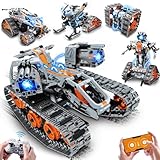 INSOON 5 in 1 Technik Ferngesteuert Bauspielzeug mit LED Licht, App & Fernsteuerung Technic Roboter Panzer Auto Bausätze 604 Stück, RC Spielzeug Geschenk für Kinder ab 6-12+ Jahre Jungen Mädchen