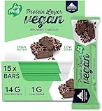 Multipower Vegan Protein Layer Brownie Bar Energieriegel mit 24 % Protein – Fitnessriegel 15 x 55 g – veganer Proteinriegel – kalorienarmer Eiweißriegel mit Brownie Geschmack