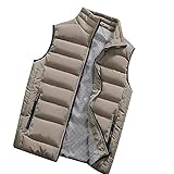 Winter Weste Herren Warm, Steppweste Herren Zip Up Gilet Kariertes Gefüttert Winterweste Stehkragen Übergangswesten Wärme Winterweste Bequeme Daunenweste Casual Ärmellos Jacke