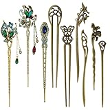 NAROSEBE 9 Stück Chinesische Damen Haar Stäbchen Vintage Chinesische Haarnadel Haarstäbchen Blumen Dekorative Chinese Hair Sticks Haarstab Vintage Antike Haarnadeln für Haar DIY Zubehör