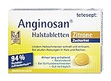 tetesept Anginosan Halstabletten Zitrone - zuckerfrei – Halsschmerztabletten gegen akute Reizungen in Hals & Rachen – 1 x 20 Stück