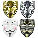 DWTECH 4 Stück V wie Vendetta Mask,Anonymous Maske,Halloween-Vendetta-Masken-Set, Party, Weltbuchwoche, Halloween-Kit für Halloween, Cosplay, Party, Geschenk,