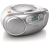 Philips AZ127/12 CD-Soundmachine, CD-Player Tragbar (UKW-Radio, CD, Kassettendeck, Dynamic Bass Boost, Audioeingang) Silber