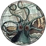 Xiddxu Rundes Metallschild, Oktopus, Tintenfisch, Seemonster, Metall-Blechschilder, Druckposter, Heimkunst, Wanddekoration, Schild, Restaurant, Küche, Bar, Kaffee, Wanddekoration, Kunst