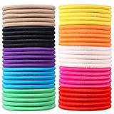 JCF Elastische Haarbänder, 50 Stück, mehrfarbig, elastische Haargummis, Pferdeschwanz-Halter, 4 mm Haargummis, Haarbänder für Damen und Mädchen (mehrfarbig)
