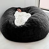 Sitzsack-Stuhlbezug, weicher flauschiger PV-Samt, waschbar, großes rundes Design, ideal für Wohn- und Schlafzimmermöbel, Dunkelgrau, ohne Füllstoff