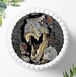 Für die Geburtstags Torte, Zuckerbild mit dem Motiv: Dinosaurier , Dino, Essbares Foto für Torten, Fondant, Tortenaufleger Ø 20cm,0408c