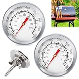 Thermometer Grill, 2 Pcs Grill Thermometer Analog, Grill Deckelthermometer, Grill Temperaturmesser, Pizzaofen Thermometer, Genaues Grillthermometer Zur Garraumtemperaturmessung