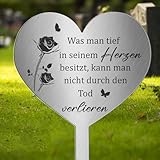 Jennytim Grabschmuck Wetterfest Grabstecker Metall Herz Grabdekoration Wetterfest Frostbeständig Grabschmuck zum Erinnerung (G)