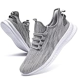 IVQDZL Schuhe Herren Sportschuhe Turnschuhe Slip in Laufschuhe Trainingsschuhe Herrenschuhe Sommer Freizeitschuhe Tennisschuhe Sneaker Hallenschuhe Männer Grau Größe 43 EU