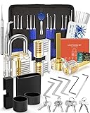 Eventronic 38+4 Stück Lockpicking Set, [2024 Schwierigkeit Upgrade & Geschenk Ideal] Dietrich Set mit 4 Transparente Schlösser und 4 Schwarze Verschlusshülsen, Handbuch für Anfänger & Profisrleicht