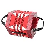 Mxzzand Akkordeon Concertina Instrument mit verstellbarer Handschlaufe für den Außenbereich und für Musik (red)