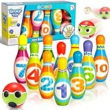 PQETBV Kegelspiel für Kinder Bowling-Set, Kegelspiel für Kinder, Dosenwerfen Spielzeug ab 2 3 4 5 6 Jahre, Montessori Junge Pädagogisches Lern-Spielzeug für Drinnen & Draußen(12 Stück)