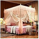 Princess Four Corner Post Bed Curtain Baldachin, Netz, Bettwäsche, dekorative 3 seitliche Öffnungen, elegantes Moskitonetz-Set, einfach zu installieren (inkl. Zelte und Rahmen)