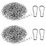 2 Stück Edelstahlkette Meterware, 1,5mm*10m Edelstahl Kette mit 4 Karabiner, Metallkette, Rundstahlkette, Gliederkette zum Aufhängen Lampen Sandsack Hängesessel Kleidung und Vogelhäuschen, Starke