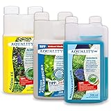 AQUALITY Aquarium 3er Starter- & Pflege-Sparset (Algenvernichter, Wasseraufbereiter, Filtermedium - Perfekter Start mit Allen wichtigen Produkten), Set-Größe:Set 500