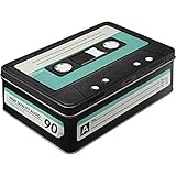Nostalgic-Art Retro Vorratsdose Flach, 2,5 l, Retro Cassette – Geschenk-Idee für Musik-Fans, Blech-Dose mit Deckel, Vintage Design