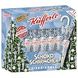 Küfferle Schokoschirmchen Eiskristall 12 Stück – Vollmilchschokolade mit Haselnussnote – beliebter Weihnachtsklassiker & süßer Christbaumschmuck