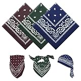 YAWYO 3er Set Bandana, Multifunktionales Haarbandana mit Paisleymuster, Unisex Kopf- und Halstuch für Damen und Herren, Cowboy Accessoires (Dunkelgrün, Kaffee, Marineblau)