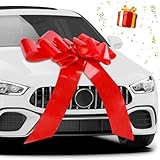GIBOHOM Große Autoschleife, Riesen Geschenkschleife 76 cm / 30 Zoll, Wiederverwendbar Große Schleife für Auto, Fahrrad, Weihnachten, Hochzeit, Geburtstage, mit Saugnapf und 4 Kleinen Schleifen, Rot