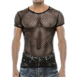 XNIVUIS Herren Unterhemd Netzstruktur Sexy Transparent T Shirt Herren Muskel Transparent Shirts Netz Unterhemd Herren Netzhemd Tank Tops Unterwäsche Reizwäsche Disco Party Kostüm Streetstyle (Schwarz)