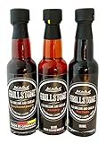 Grillstone Liquid Smoke Trio - Hickory, Buche und Hartholz -3 x 100ml - mit Dosierer - ohne Zusatzstoffe