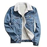 Jeansjacke Damen Gefüttert - Übergangsjacke Große Größen Fleecejacke Winterjacke Flauschig Kuscheljacke Oversize Sweatjacke Winddicht Warm Jeansjacken Teenager-Mädchen College-Jacke