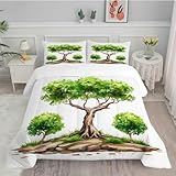 4 Jahreszeiten Bettdecke 220x240 Wald GrüN Gesteppte Decke für Ganzjahreszeiten Winter, Steppdecke für Allergiker Zudecke Schlafdecke Duvet 135x200cm mit 2 Kissenbezug 80x80cm