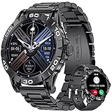 LIGE Smart Watch mit Telefonfunktion,1.32' HD Runde Fitness Armbanduhr mit Herzfrequenz Schlafmonitor 100+Sportmodi,IP67 Wasserdicht Fitness Tracker Edelstahl Smartwatch für Android IOS Schwarz