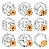 Gexinsely Plätzchen Ausstecher Set,9 Stück Linzer Keksausstecher Weihnachten,Mini Ausstechformen Edelstahl, Klein Weihnachten Ausstecher für Tortendekorationen, Zuckerkuchen,und Kekse