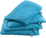 Erwin Müller Waschhandschuh-Set 4er-Pack Petrol Größe 15x21 cm - Ludwigsburg - 100% Baumwolle - kuschelweich, saugstark, voluminös - praktisch durch Schlaufe (weitere Farben)