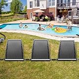 LZQ Poolheizung Solar Sonnenkollektor Solarheizung Pool Heizung Anschluss Ø 50mm für Warmwasser Schwimmbad Gartendusche, 111,5 x 65 x 6,5 cm Schwarz Gewölbt 3 Stück