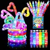 12 Stück Mitgebsel Kindergeburtstag 2022 LED Pop Tubes Fidget Toys Knicklichter Armbänder Party Deko Set Leuchtstäbe Buntes Festival Zubehör Sensorik Spielzeug Kleine Silvester Geschenke