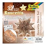 folia 411/2020 - Bastelset Bascetta Stern Weihnachtsornament, kupfer/weiß, 32 Blatt, 20 x 20 cm, fertige Größe des Papiersterns ca. 30 cm, mit ausführlicher Anleitung - ideal zur zeitlosen Dekoration