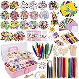 YUTUY Bastelset Kinder,3000+ DIY Basteln Bastelkoffer,DIY Kunsthandwerk Bastelkoffer Bastelbedarf Art Craft Kits, Bastelbedarf für Kinder,Geburtstagsgeschenk Bastelbox für Kinder Mädchen Jungen