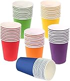 WANGZAIZAI 60 Stück Pappbecher, 250 ml Mehrfarbig Partybecher Biologisch Abbaubar Einwegbecher für Hochzeit, Kinder DIY, Partybedarf, Kaffee, Tee, Heißen und Kalten Getränken Farbe zufällig.