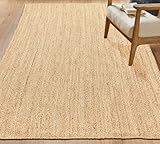 Chardin home Handgewebter natürlicher Jute-Teppich, geflochten, rechteckig, Vintage, Boho, wendbar, für Wohnzimmer, Schlafzimmer, Esszimmer, Eingangsbereich, Bauernhaus-Naturfaser-Bodenbelag