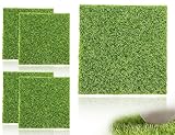 KAPSING 4 Stück Kunstrasen, 15x15cm Kunstrasen Teppich, Miniatur deko Garten Kunstrasen Verzierung Moos DIY Dekorationen, Kompatibel mit Miniatur Ornament Mini Garten