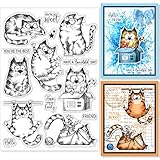 GLOBLELAND Katzen im Anime-Stil Klare Stempel für DIY Scrapbooking Dekor Segen Text Tiere Transparente Silikonstempel zum Erstellen von Karten Fotoalbum Dekor 148x21x3mm