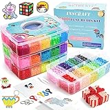 Bügelperlen, Inscraft 25000 teiliges Bügelperlen Set 26 Farben 5 MM, mit 4 großen Steckplatten, 1 Steckplatte in Herz Form, 1 Steckplatten in Blumen Form, Bügelpapier, Pinzette, bügelperlen weihnachte