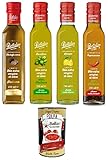 Pantaleo Aromatisiertes Olivenöl Extra Vergine Set – 4x250ml (Trüffel, Basilikum, Zitrone, Chili) + Italian Gourmet Tomatenpolpa 400g – 100% Italienisch