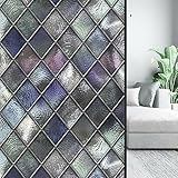 3D Bunte Sichtschutzfolie Mosaikhülle Ment Milchfolie Static Cling Glass Aufkleber Privatsphäre PVC für Raumdekoration, Badezimmer, Kinderzimmer 45 x 58 cm