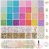 RUBY 3mm Perlen für Armbänder Pastell, 28 Bunte Makkaron Matte Glasperlen zum Auffädeln Perlen zum Auffädeln, Mini Perlenset Charm Kit für DIY Bracelet Making Kit, Feiertage, Partys, Weihnachten